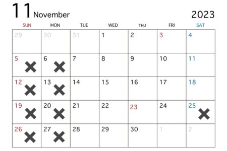 11月《営業カレンダー》